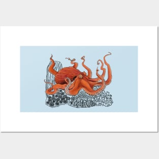 Red Giant Octopus Doodle Posters and Art